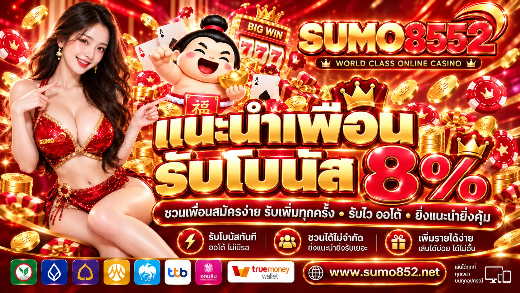 SUMO852 เว็บเดิมพันครบวงจร รวมทุกค่ายดัง ออโต้ถอนง่าย จ่ายเต็ม
